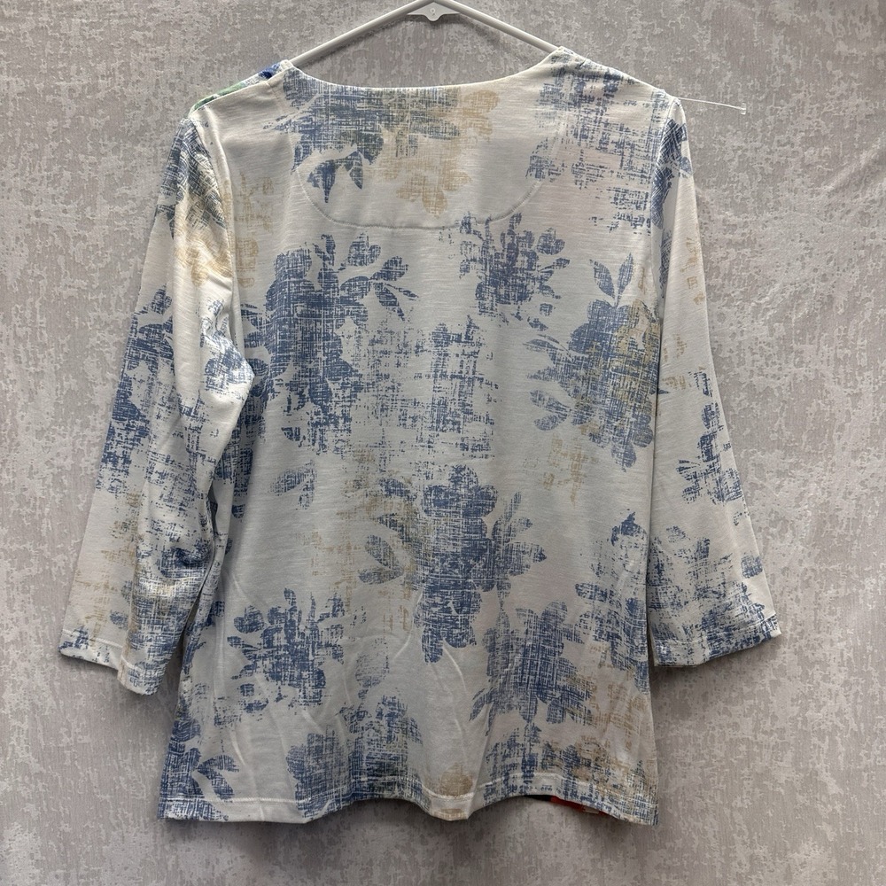 Soft Floral Embroidered Blouse 3/4 Sleeve Romantic S - Picture 2 of 10